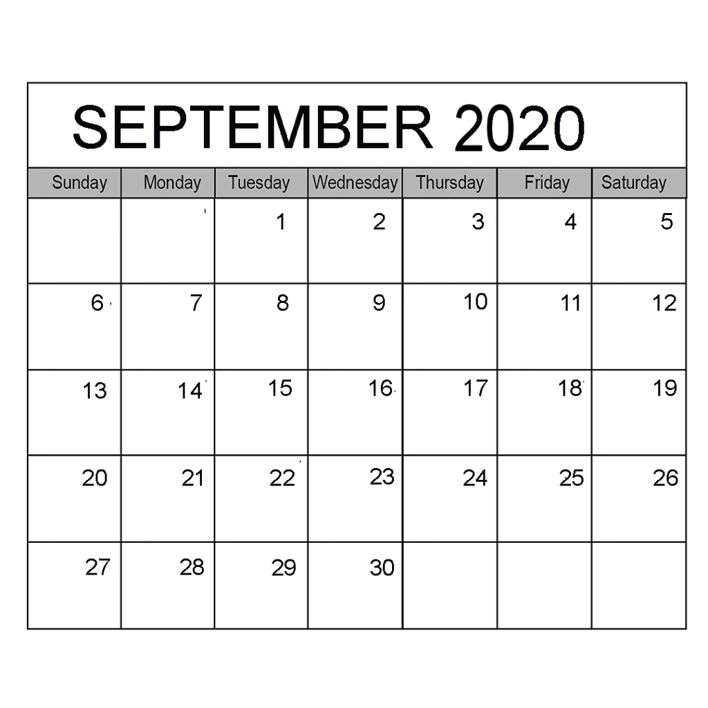 Calendar for September 2020 Printable - Printable Blank Calendar Template