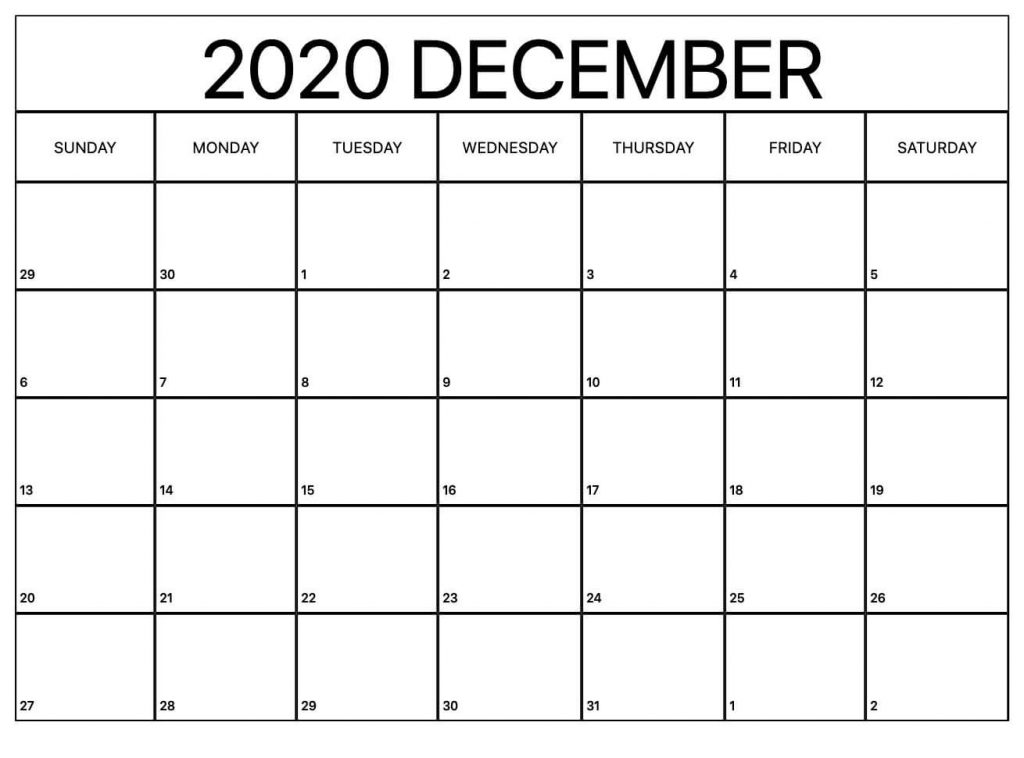 December Calendar Cute Desktop Wallpapers 2020 - Printable Blank ...