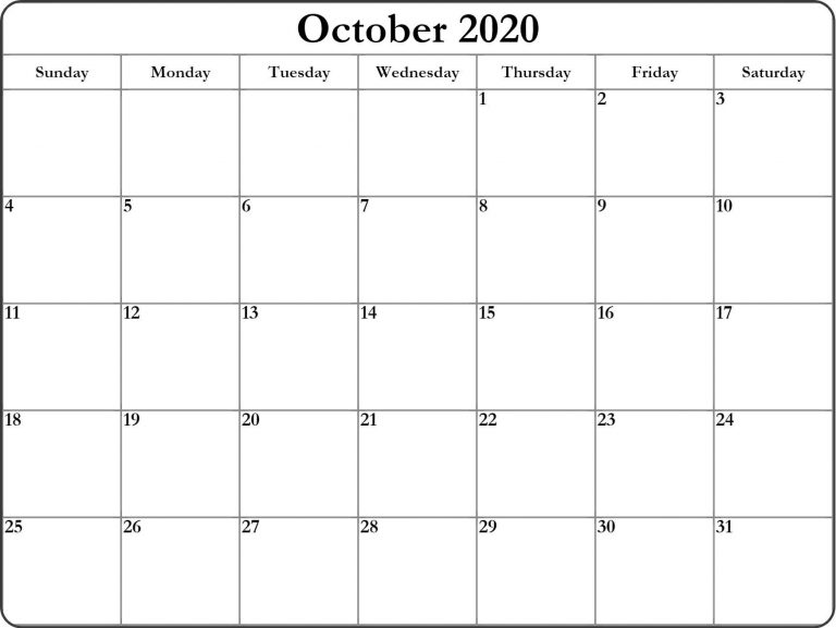 Editable October Calendar 11 Printable Blank With Notes - Wishes Images