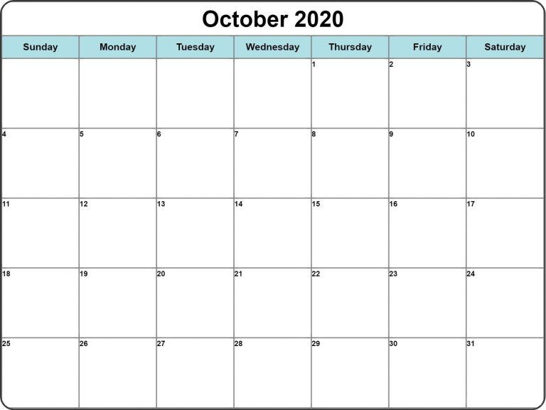 Fillable Calendar for October 9 Printable Blank Templates Printable
