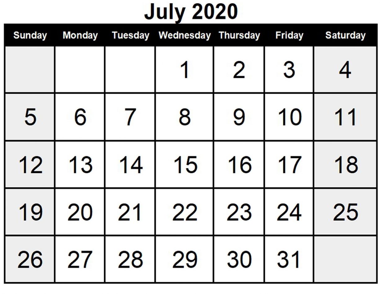 July 2020 Printable Calendar Wiki Pinterest - Wishes Images