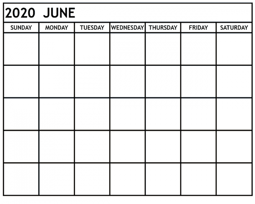 June Blank Calendar 9 PDF Template Page Free Printable Blank Holidays