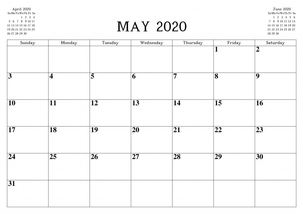 May 2020 Calendar Printable Word Pdf Waterproof Printable Blank Calendar Template 