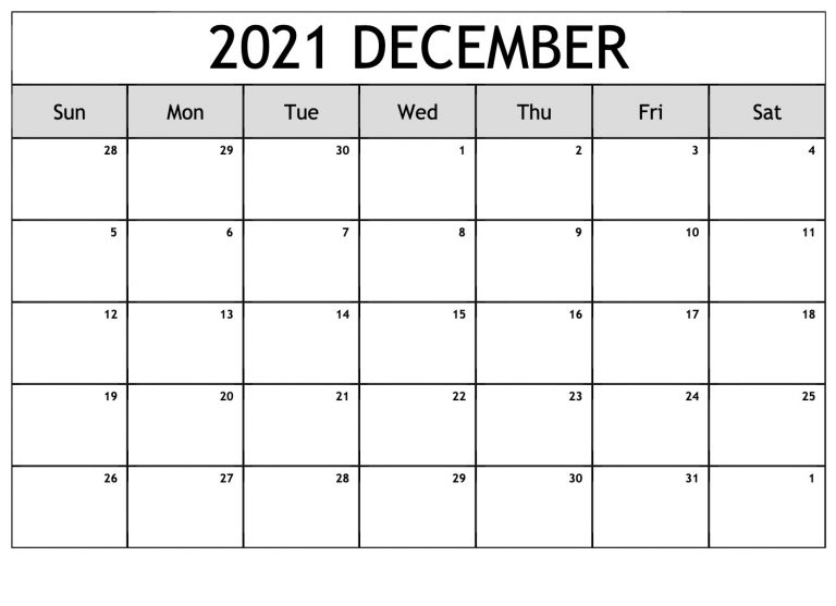 December 2021 Calendar With Holidays Printable Canada - Printable Blank ...