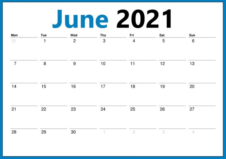 June 2021 Calendar Template Word Excel Pdf Wishes Images